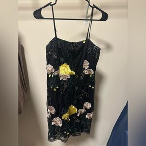 Lulus black embroidered mini dress